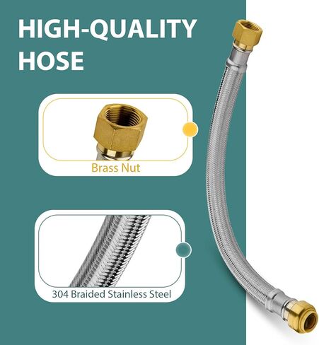 1-PACK Niikappu 15-Inch Stainless Steel Flexible Water Heater Connector, 3/4" Push-Fit x 3/4" FIP, Push-to-Connect Flexible Heater Hose in Saudi Arabia