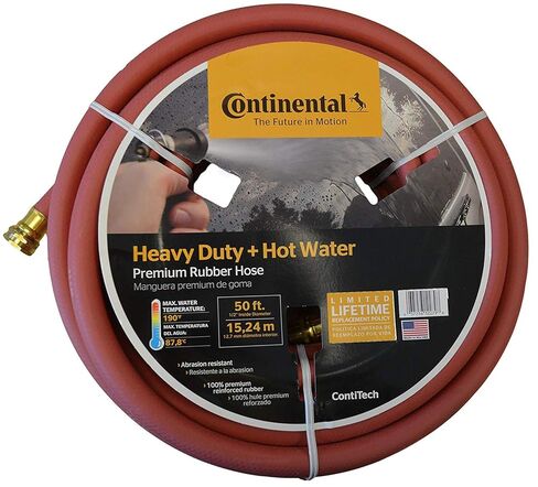 Continental ContiTech 20582672 Heavy Duty Hot Water Premium Rubber Hose, 5/8" ID, 50', MxF Brass 5/8" NPT Threads, Rubber, Red in Saudi Arabia