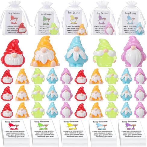30 Sets Good Luck Positive Gifts Bulk Include Mini Gnomes Figurines, Encouragement Blessing Cards and Gift Pockets Bulk for Graduation Coworkers Fairy Yard Lawn Garden DIY Crafts in Saudi Arabia