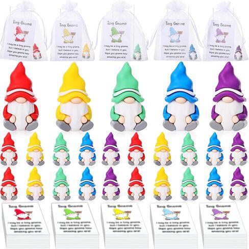 30 Sets Good Luck Positive Gifts Bulk Include Mini Gnomes Figurines, Encouragement Blessing Cards and Gift Pockets Bulk for Graduation Coworkers Fairy Yard Lawn Garden DIY Crafts in Saudi Arabia