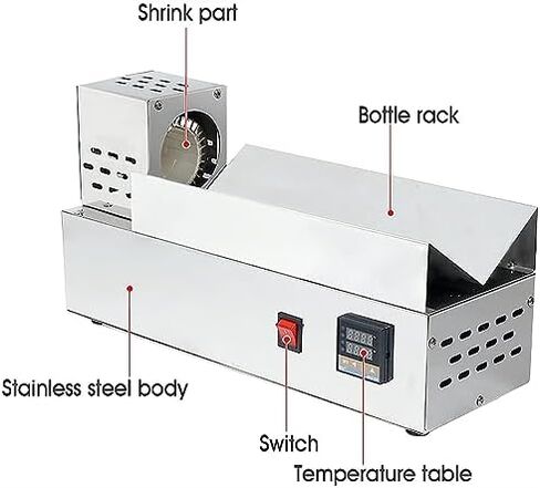 Hiedmeil 600W Horizontal PVC Capsule Shrinking Machine, Capsule Heat Shrinker, Wine Bottle Capsule Sealing Machine LCD Display Stepless Temperature Adjustment, for 80mm PVC Capsules in Saudi Arabia
