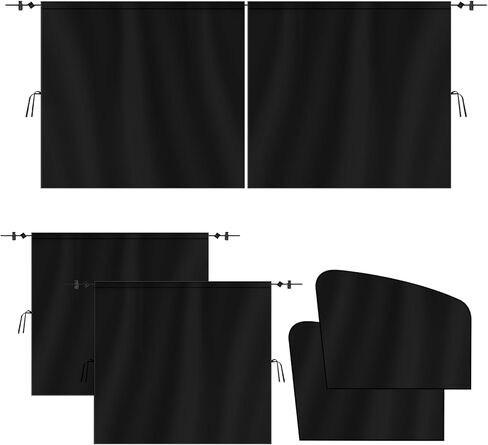 5 Pcs Car Curtains, 99% Light Blocking Fabric Rear Seat & Side Windows Divider Curtain Baby Shades, Wide Sedan SUV Sunshade Screen Covers for Travel Camping (Extra Large Car Curtains 5 Pcs) in Kuwait