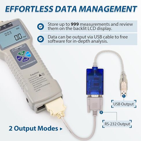 BAOSHISHAN DS2-5000N Digital Force Gauge 5KN Push Pull Tester with External Sensor, USB Data Output, 999 Values Memory for Industrial QC in Saudi Arabia