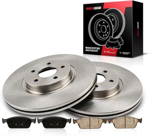 Torchbeam Rear Brake Pads and Rotors Kit - Brake Rotors Ceramic Brake Pads Compatible with Rear for: 2005-2012 Ford F-250 Super Duty, 2009-2012 Ford F-350 Super Duty in Kuwait