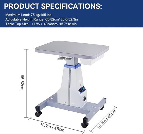 طاولة فحص العيون الكهربائية من Acivirdde، ارتفاع قابل للتعديل، طاولة أدوات بصرية، سعة تحميل 165 رطل، مناسبة لمحلات البصريات. in Kuwait