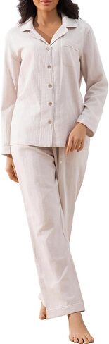 Women Pajama Sets, 2 Piece 100% Cotton Pajamas Set, Double Gauze Superior Comfort Feel, Long Sleeve Sleepwear in Saudi Arabia