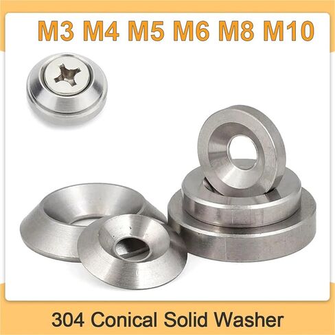 5pc/20pc M3 M4 M5 M6 M8 M10 Conical Solid Countersunk Head Washer Flat Gasket Concave and Convex Tapered Conical Stainless Steel Washers(10pcs Cone M4x16x3.2) in Saudi Arabia