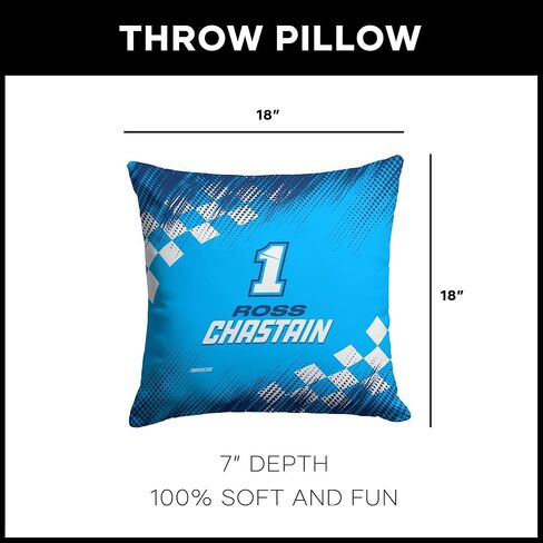 Northwest NASCAR Ross Chastain Double-Sided Throw Pillow 18x18 Inches, Soft Decorative Racing Accent Cushion, Simple Speed Design in Saudi Arabia