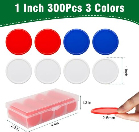300 قطعة من رقائق البنغو بـ 3 ألوان من بليت بت مع صندوق تخزين للفرز، وأقراص عد رقائق البوكر البلاستيكية مقاس 1 بوصة لألعاب وأنشطة البالغين (1 بوصة) in Kuwait