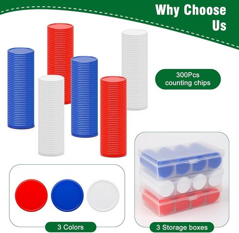 300 قطعة من رقائق البنغو بـ 3 ألوان من بليت بت مع صندوق تخزين للفرز، وأقراص عد رقائق البوكر البلاستيكية مقاس 1 بوصة لألعاب وأنشطة البالغين (1 بوصة) in Kuwait