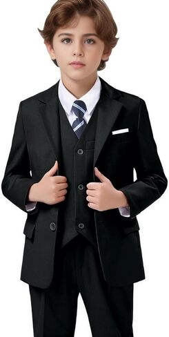Boys' Formal Suit Set Adjustable Waist Suits for Toddler Boy Wedding School Dress Clothes in Kuwait