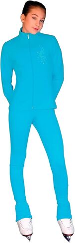 ChloeNoel JT811 Solid Fleece Fitted Elite Figure Skating Jacket w/Mini Lay-Back Skater Crystals Combination in Saudi Arabia