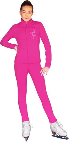 ChloeNoel JT811 Solid Fleece Fitted Elite Figure Skating Jacket w/Mini Lay-Back Skater Crystals Combination in Saudi Arabia