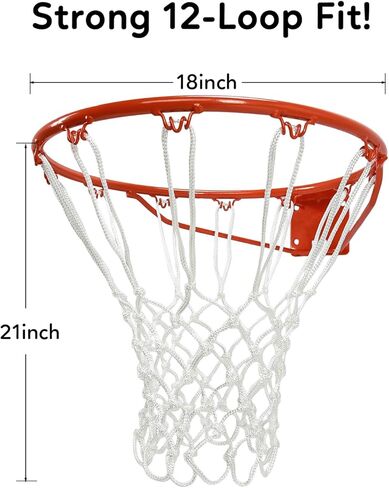Basketball Net Heavy Duty Outdoor - 7.16 Oz, 12 Loops All-Weather Anti-Whip Professional Heavy Duty Basketball Nets Replacement, Suitable for Basketball Hoop Outdoor/Pool Basketball Hoop in Saudi Arabia