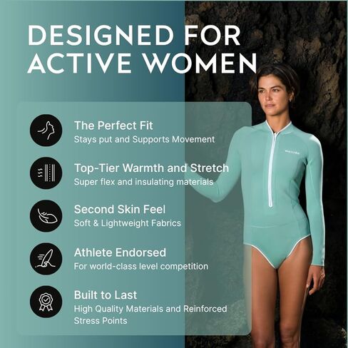 Wallien Horizonia Yulex® Springsuit Wetsuit, Eco-Friendly 1.5mm Wetsuit for Women, for Surfing, Snorkeling & Water Sports in Saudi Arabia