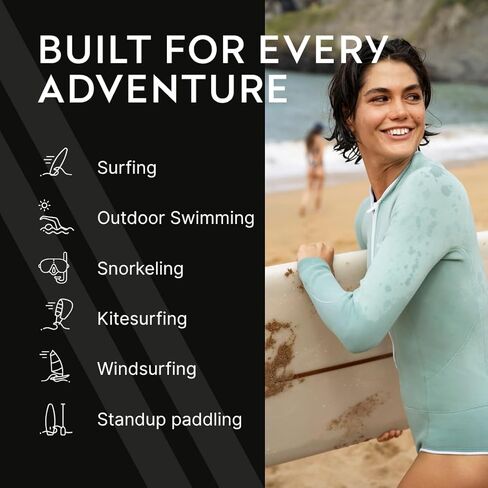 Wallien Horizonia Yulex® Springsuit Wetsuit, Eco-Friendly 1.5mm Wetsuit for Women, for Surfing, Snorkeling & Water Sports in Saudi Arabia