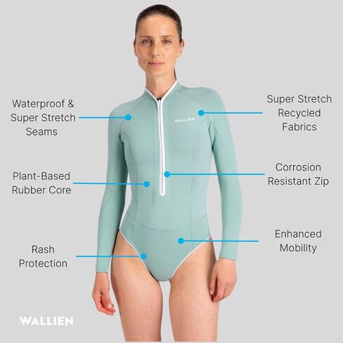 Wallien Horizonia Yulex® Springsuit Wetsuit, Eco-Friendly 1.5mm Wetsuit for Women, for Surfing, Snorkeling & Water Sports in Saudi Arabia