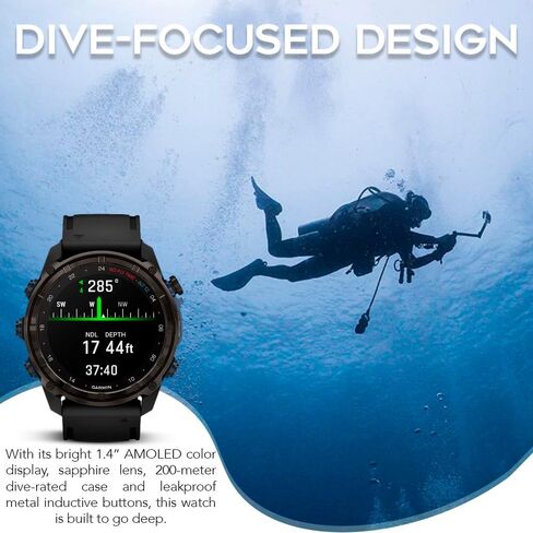 Garmin Descent Mk3i Watch Style-Dive Computer (Carbon Gray, Black) Bundle with Descent T2 Transceiver (2 Items) in Saudi Arabia