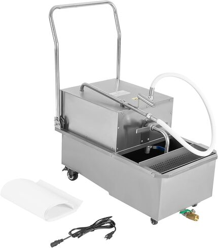 Commercial Mobile Fryer Filter with Wheels&Oil Hose, Kitchen Oil Filtration System 8.45Gal/min Oil Pump Flow, 14.53Gal Capacity for Restaurant use Hotel Snack Bar 4.92ft Power Cord in Saudi Arabia