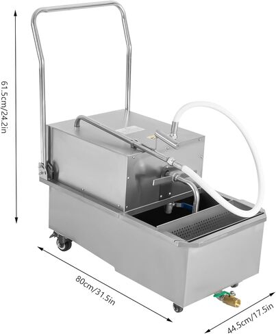 Commercial Mobile Fryer Filter with Wheels&Oil Hose, Kitchen Oil Filtration System 8.45Gal/min Oil Pump Flow, 14.53Gal Capacity for Restaurant use Hotel Snack Bar 4.92ft Power Cord in Saudi Arabia