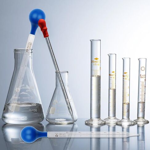 2PCS 10Ml Glass Pipettes Dropper, 3Ml Glass Liquid Dropper with 3 Rubber Caps, Lab Graduated Dropper for Liquid Essential Oil, Glass Transfer Pipette with Rubber Bulb and Cleaning Brush in Saudi Arabia