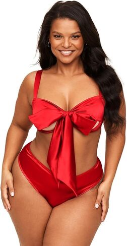 Adore Me Gynger Unlined Bow Bra - XS-4X Regular & Plus-Size Satin Balconette Bra with Underwire & Adjustable Straps in Kuwait