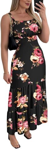 CHICME Summer Dresses for Women 2025 Sleeveless Casual Boho Maxi Dress Square Neck Cut Out Floral A Line Dress in Saudi Arabia
