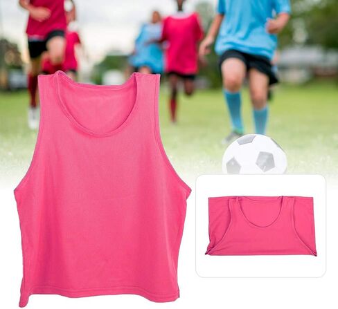 Tomotato Football Training Vest, Rose Red Large Mesh Breathable Children Exercise Vest Free Size for Kids Sports Team Practice in Saudi Arabia