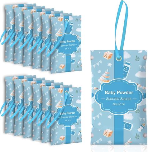 SCENTORINI Scented Sachets for Drawers and Closets, Baby Powder Scent 14 Pack, Long-Lasting Sachets Bags Wardrobe Freshener, for Drawers, Closets, Cars in Kuwait