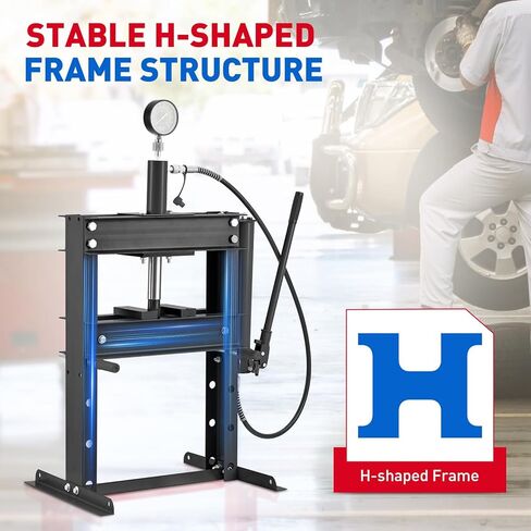 Garvee Hydraulic Press 10 Ton, Hydraulic Shop Press, H Frame Hydraulic Press with 2 Press Plates, Garage Floor Shop Press, Adjustable Work Table Height, Heavy Duty Press, Black in Saudi Arabia