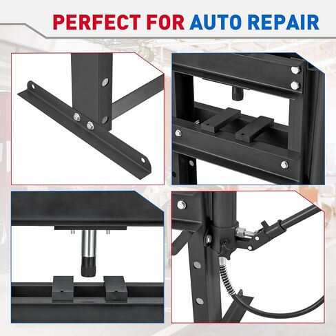 Garvee Hydraulic Press 10 Ton, Hydraulic Shop Press, H Frame Hydraulic Press with 2 Press Plates, Garage Floor Shop Press, Adjustable Work Table Height, Heavy Duty Press, Black in Saudi Arabia