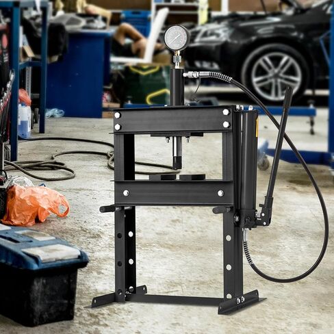 Garvee Hydraulic Press 10 Ton, Hydraulic Shop Press, H Frame Hydraulic Press with 2 Press Plates, Garage Floor Shop Press, Adjustable Work Table Height, Heavy Duty Press, Black in Saudi Arabia