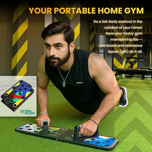 Push Up Board for Men – 20 in 1 Detachable Fitness Board with 5 Resistance Bands, Adjustable Pushup Handles, Perfect Push Up Bars for Home Gym Workout Equipment Training in Saudi Arabia