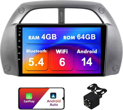 2+32G Android 13 Double Din Car Stereo for Toyota RAV4 2001-2006 with 9 Inch Touchscreen Radio Built-in Wireless Carplay/Android Auto/GPS/Bluetooth/FM/AUX-in/Steering Wheel Controls/Backup Camera in Saudi Arabia