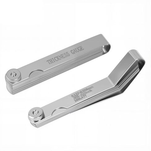 Ryetvok 2Pcs Stainless Steel Feeler Gauge Set 48-Blade–16 Angled+32 Straight Blades with Copper Plates,0.0015-0.035in SAE/Metric|for Valve Adjustment, Spark Plugs, Guitar Motorcycle Laser-Etched in Saudi Arabia
