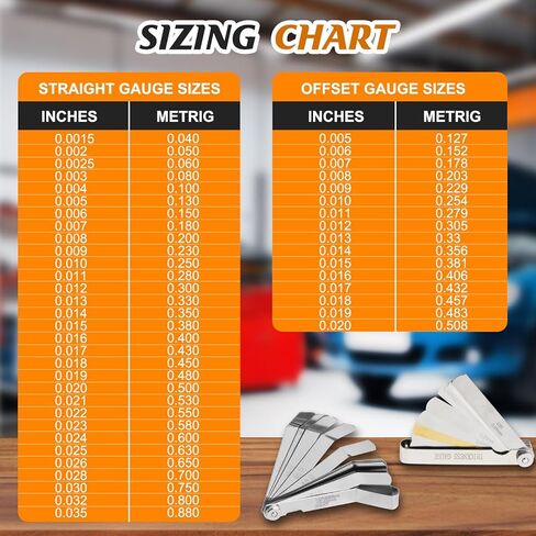 Ryetvok 2Pcs Stainless Steel Feeler Gauge Set 48-Blade–16 Angled+32 Straight Blades with Copper Plates,0.0015-0.035in SAE/Metric|for Valve Adjustment, Spark Plugs, Guitar Motorcycle Laser-Etched in Saudi Arabia