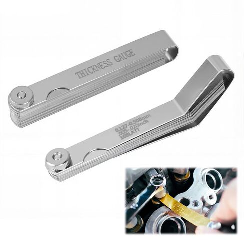 Ryetvok 2Pcs Stainless Steel Feeler Gauge Set 48-Blade–16 Angled+32 Straight Blades with Copper Plates,0.0015-0.035in SAE/Metric|for Valve Adjustment, Spark Plugs, Guitar Motorcycle Laser-Etched in Saudi Arabia