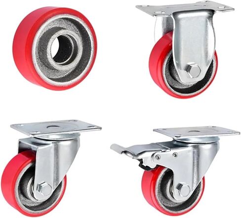 VCYJBPUV 1 Piece 2.5 inch/3 inch/4 inch/5 inch Iron core Polyurethane Caster PU Swivel Wheel Medium Silent red(Universal,3 Inch) in Saudi Arabia