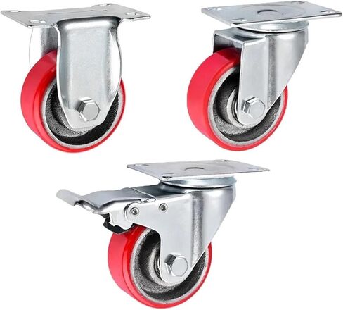 VCYJBPUV 1 Piece 2.5 inch/3 inch/4 inch/5 inch Iron core Polyurethane Caster PU Swivel Wheel Medium Silent red(Universal,3 Inch) in Saudi Arabia