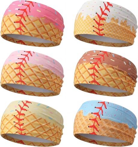 6 Pcs Baseball Country Flag Headbands Wide Headbands with National Flag Baseball Hair Bandanas Non-Slip Sweatband for National Sports Events Women & Men in Kuwait