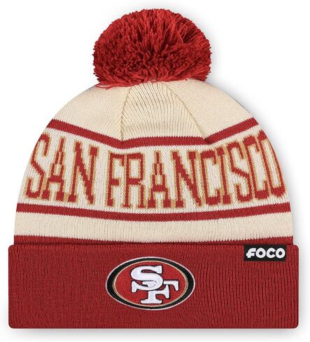 FOCO NFL Primary Team Logo Heritage Stripe Pom Beanie Hat in Saudi Arabia