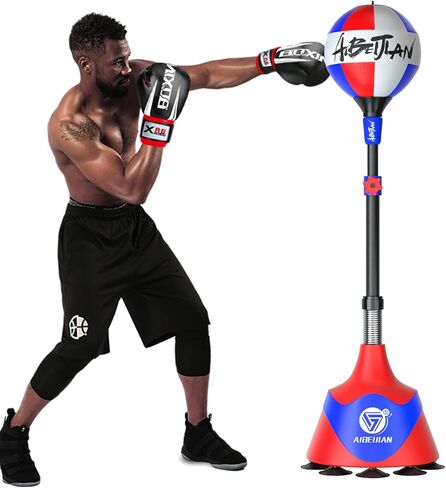 Freestanding Reflex Bag,Punching Bag with Stand,Height Adjustable,Speed Punching Ball for Reaction & Fitness Training - Stress Relief Workout for Adults，Boxing Equipment for Home Gym in Saudi Arabia