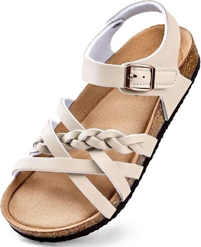 Torotto Girls Sandals with Cork Footbed Adjustable Buckle Casual Slides Sandals Open Toes Flat for Kids Toddler in Kuwait