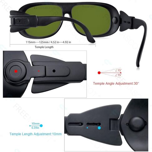 FreeMascot Professional OD 8+ 190nm-450nm / 800nm-1100nm نظارات السلامة بالليزر ذات الطول الموجي in Kuwait