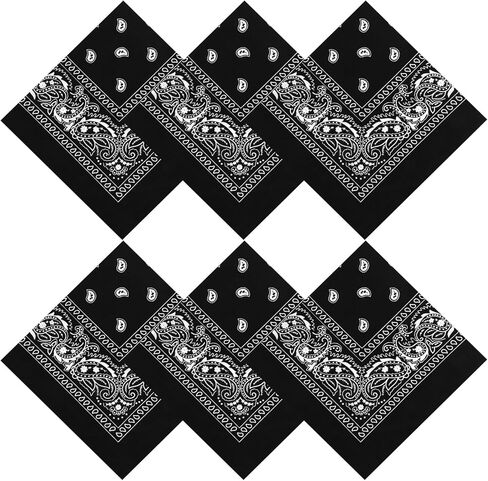 YARIEW Western Bandanas for Women 6 Pack 22"x22" Cotton Bandana Red Black White Bandana for Cowgirl Western Accessories in Kuwait