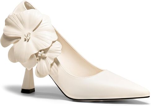 Coutgo Womens Stiletto High Heels Flower Dress Shoes Closed Pointed Toe Slip on Wedding Party Formal Pumps in Saudi Arabia