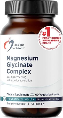 Designs for Health Magnesium Glycinate Complex - Chelated Magnesium Bisglycinate + High Absorption Magnesium Oxide for Heart Health, Immune Support & Bone Strength - Vegan (120 Capsules) in Saudi Arabia