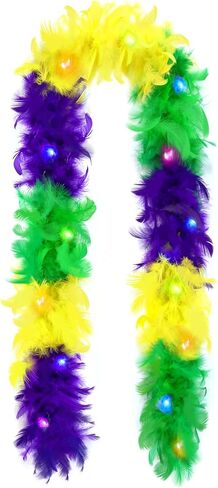 6 أقدام من Mardi Gras Feather Boa 50g Colorful 20 LED Lights Boas Boas Boa Assume Assuity Color Vivid Fin in Kuwait