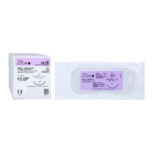 Look 441B PolySyn PGA Undyed Braided Absorbable Reverse Cutting Sutures C7 4-0 27 12/Bx in Saudi Arabia