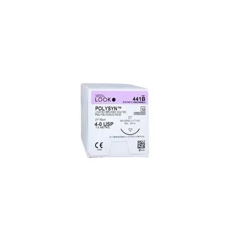 Look 441B PolySyn PGA Undyed Braided Absorbable Reverse Cutting Sutures C7 4-0 27 12/Bx in Saudi Arabia